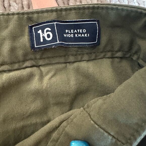 Gap Pleated Wide Khaki Coastal Minimalist Pants In Army Green Size 16 - Picture 11 of 13